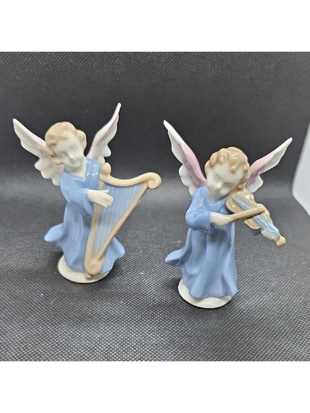Charming Blue Angel Figurines with Instruments